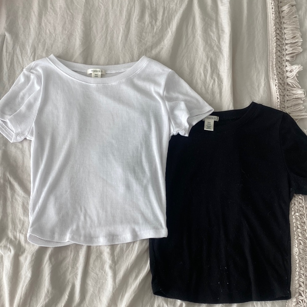 Black and white ribbed tshirt bundle